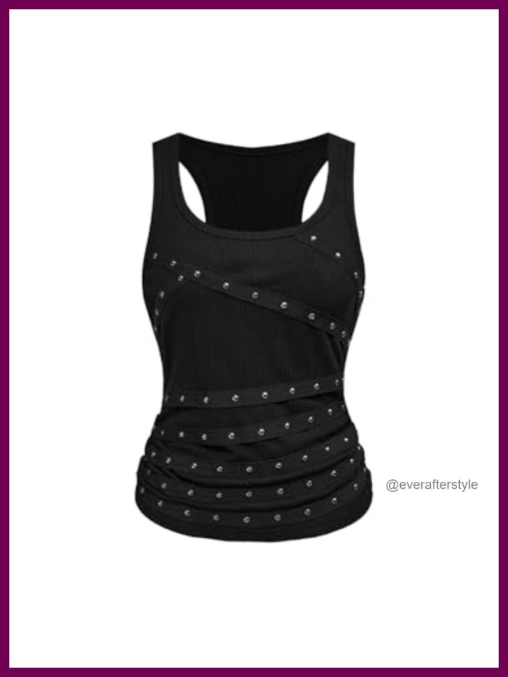 Punk Studded Tank Top Grunge Y2K Streetwear Sleeveless Ruched Racerback
